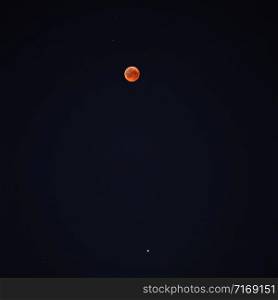 View of the Super Blood Wolf Moon lunar eclipse