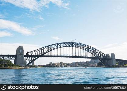 View of the Sydney Harbour Bridge from the sea