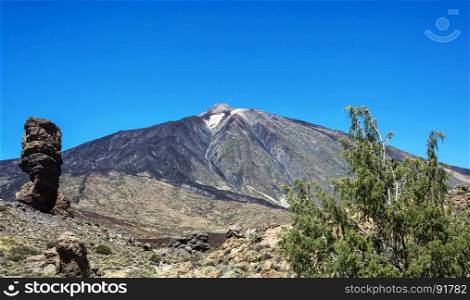 View of the Teide volcano from the foot of the mountain (Spain, the island of Tenerife)