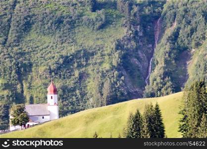 View of the village church . View of the village church of DamA?ls in the Austrian Tyrol