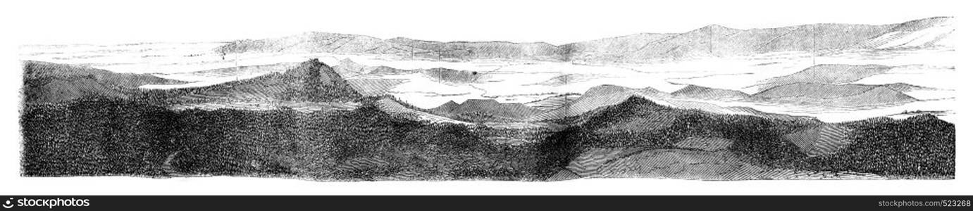 View of the west side, vintage engraved illustration. Magasin Pittoresque 1846.