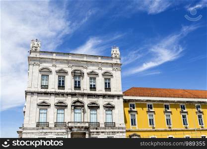 View of the West Tower of the elegant Commerce Square in downtown Lisbon, Portugal