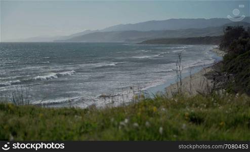 View of the wind swept coast near Point Conception State Marine Reserve