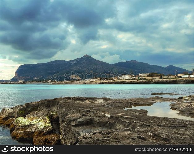 View of the winter Mediterranean island. Favignana, Sicily