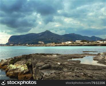 View of the winter Mediterranean island. Favignana, Sicily