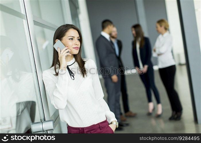 View of the woman with a phone