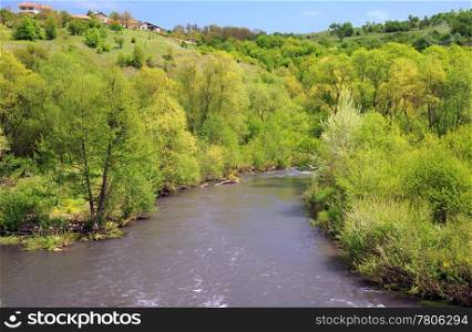 View of the Yantra river in Bulgaria from the bridge
