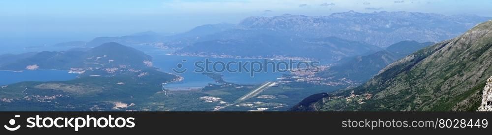 View of Tivat aeroport from the mount in Montenegro