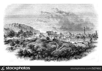 View of Tlemcen, vintage engraved illustration. Magasin Pittoresque 1842.