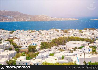 View of traditional greek village with white houses on Mykonos Island, Greece, Europe. View of traditional greek village with white houses on Mykonos Island, Greece,