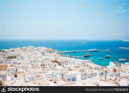 View of traditional greek village with white houses on Mykonos Island, Greece, Europe. View of traditional greek village with white houses on Mykonos Island, Greece,
