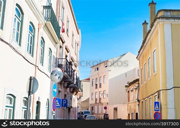 View of traditional Lisbon street in the day. Portugal