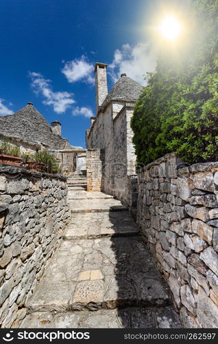 View of Trulli houses in Alberobello, Italy