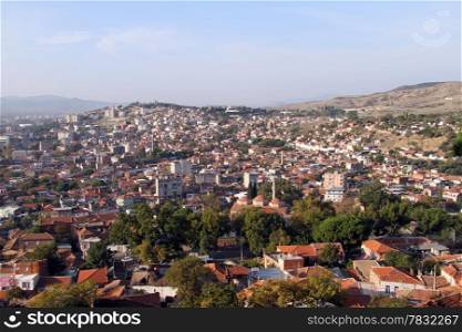 View of turkish town Bergama, Turkey