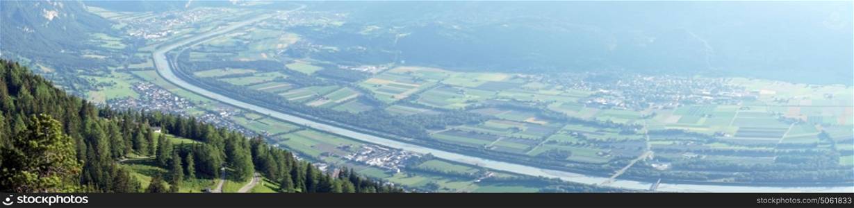 View of valley with Rein in Lihtenstein