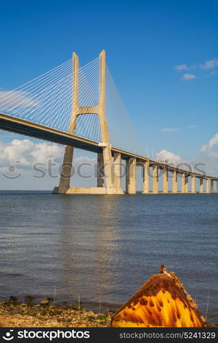 View of Vasco da Gama bridge in Lisbon