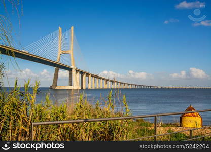 View of Vasco da Gama bridge in Lisbon