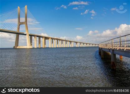 View of Vasco da Gama bridge in Lisbon