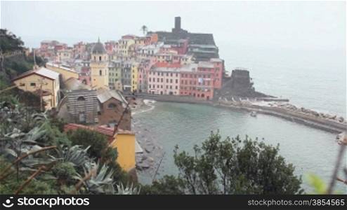 View of Vernazza, Cinqueterre, Italy. 30 Fps, multiple shots