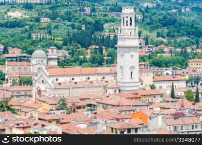 View of Verona from the Lamberti tower height.. Verona. View from above.