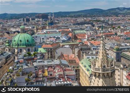 View of Vienna city from the roof, Austria