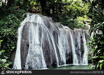View of water gushing at Dunn&acute;s Falls, Jamaica