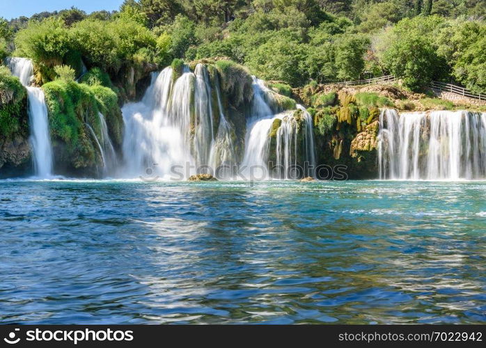 View of waterfall Skradinski Buk in Krka National Park ,one of the Croatian national parks in Sibenik,Croatia.. Krka National Park in Sibenik,Croatia