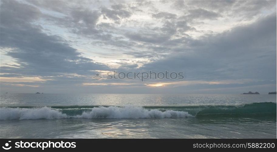 View of waves on beach, Zihuatanejo, Guerrero, Mexico