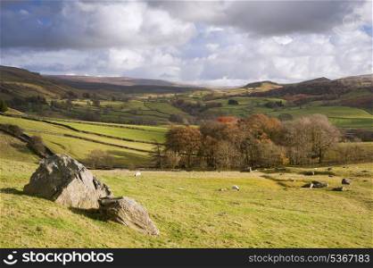 View of Wharfe Dale from Norber Erratics in Yorkshire Dales National Park