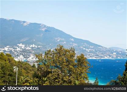 view of Yalta city on Southern Coast of Crimea from Livadiya district