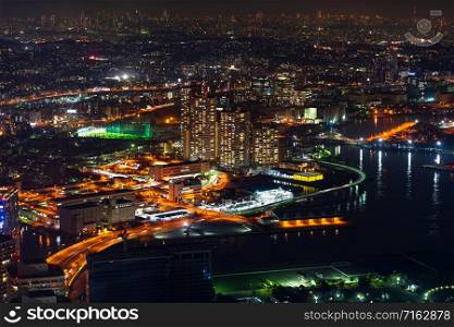 view of Yokohama Cityscape at night, Japan