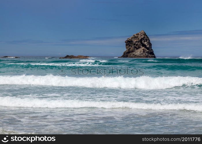 View offshore from Sandfly Bay in the South Island of New Zealand