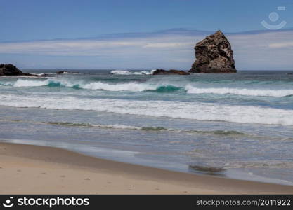 View offshore from Sandfly Bay in the South Island of New Zealand