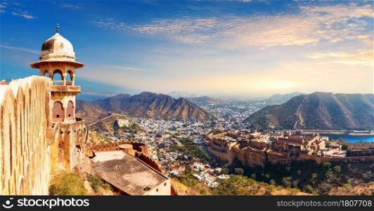 View on Amber Fort from Jaigarh Fort, Jaipur, India.. View on Amber Fort from Jaigarh Fort, Jaipur, India