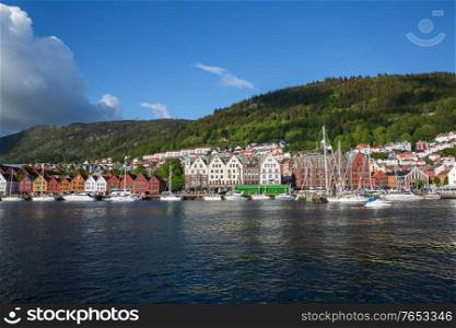 View on Bergen Norway, Bryggen street