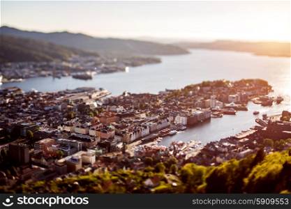 View on Bergen Norway. Tilt shift lens.