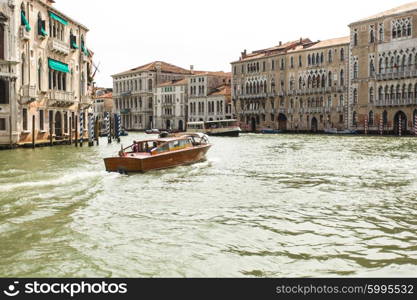 View on boats from Grand canal in Venice, Italy