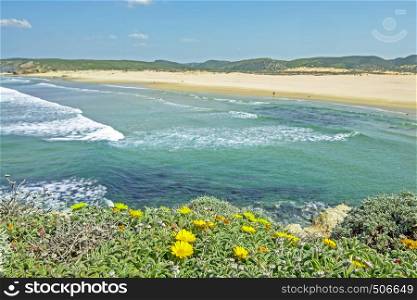 View on Carapateira beach in the Algarve Portugal