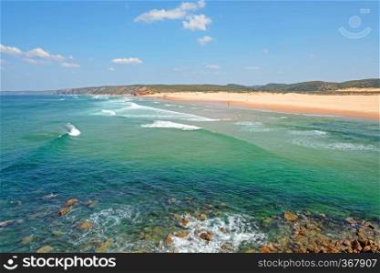View on Carapateira beach on the westcoast in Portugal