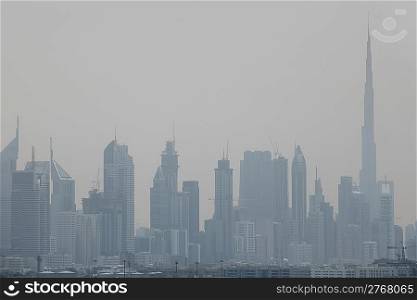 view on cityand skyscrapers, Burj Dubai, Dubai, United Arab Emirates