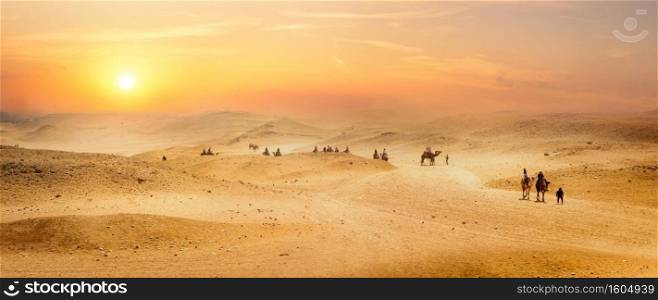 View on desert with mountains at surise, Egypt. View on desert