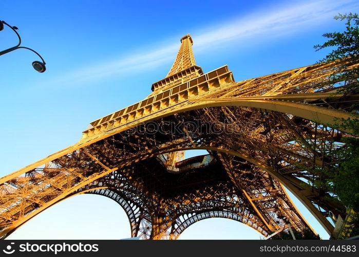 View on Eiffel Tower and sky in Paris, France