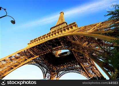 View on Eiffel Tower and sky in Paris, France