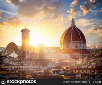 View on Florence and Basilica of Saint Mary of the Flower, Italy