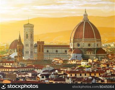 View on Florence and Basilica of Saint Mary of the Flower, Italy