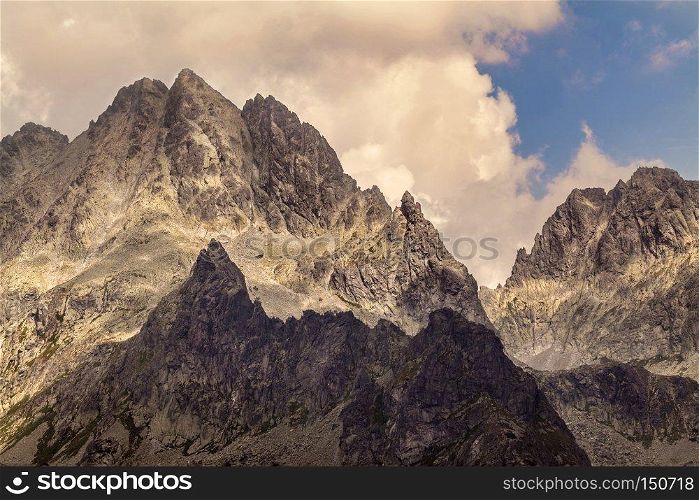 View on high rocky peak in Tatra Mountains.. View on high Tatra Mountains
