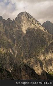 View on high rocky peak named Lomnicky Stit in Tatra Mountains.. View on Lomnicky Stit in high Tatra Mountains
