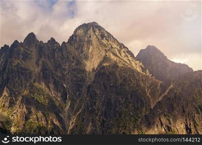 View on high rocky peak named Lomnicky Stit in Tatra Mountains.. View on Lomnicky Stit in high Tatra Mountains