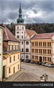 View on Loket town with medieval royal castle near Karlovy Vary Resort in Czechia