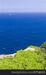View on Mediterranean Sea from Menorca island, Spain.